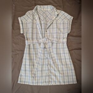 Peach Love California Blue Plaid Mini Dress